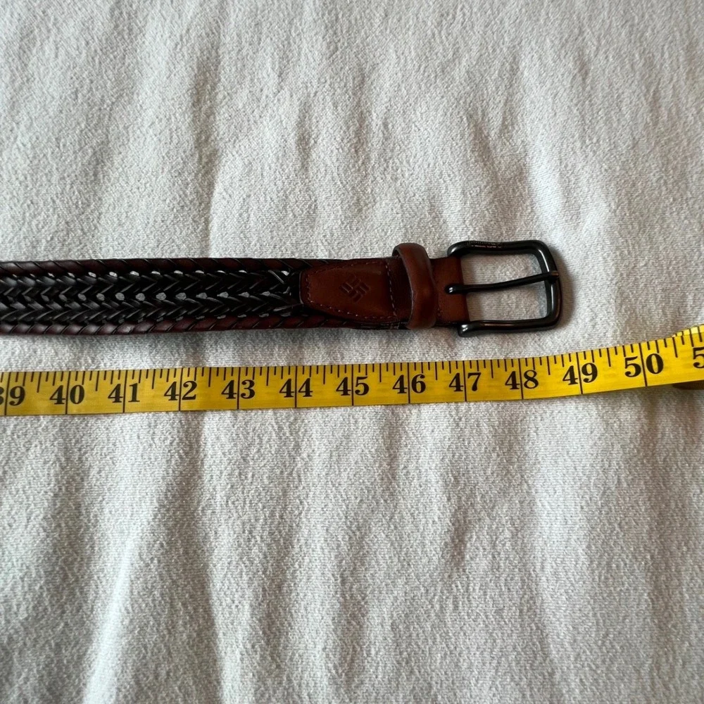 Columbia Mens Braided Leather Belt Mahogany Brown Black‎ Woven Casual Outdoor